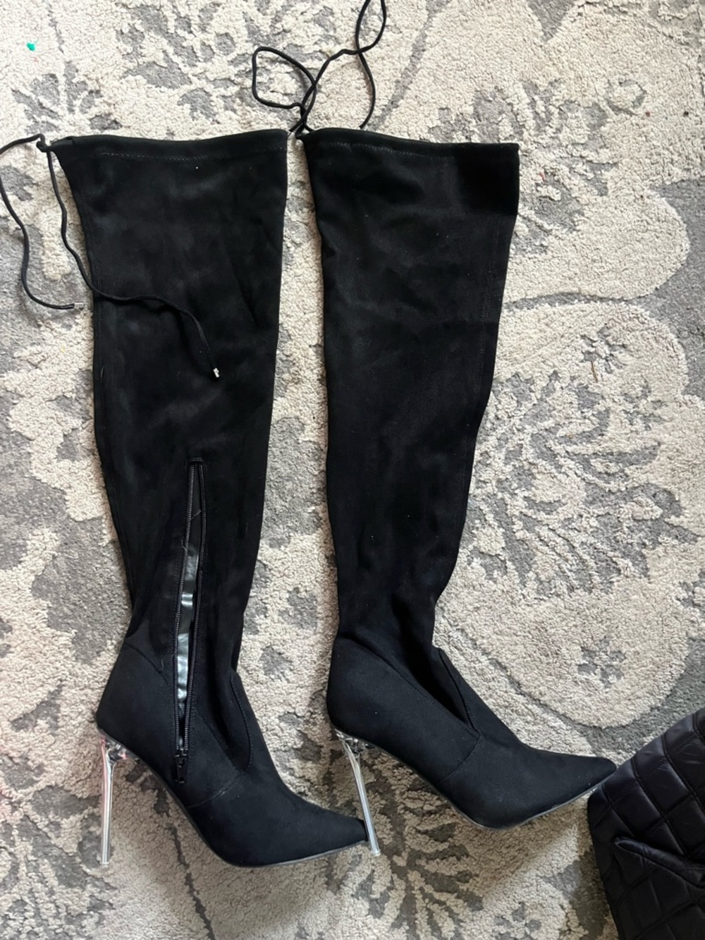 Black Over-the-Knee Stiletto Heeled Boots